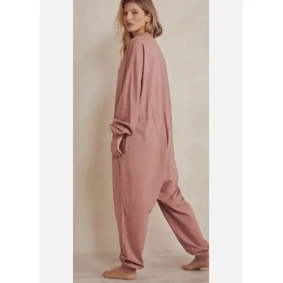 Free People LG Intimately Just Because V-Neck One Piece Jumpsuit Rosewood Pink - Picture 5 of 10